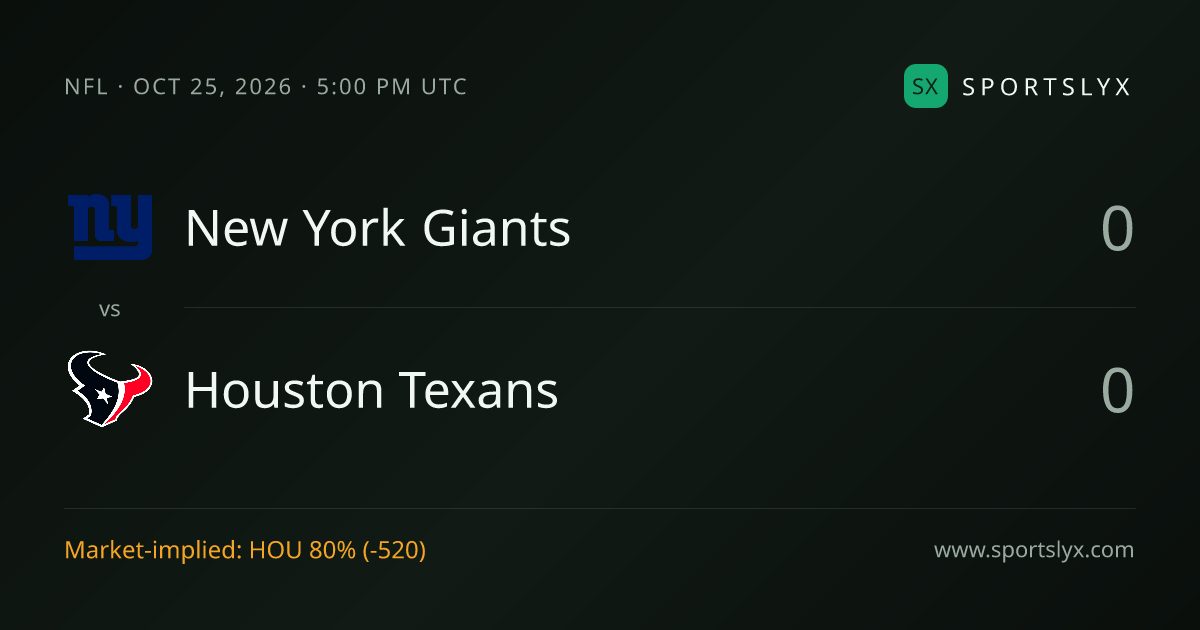 Giants vs Texans NFL Week 7 AI Prediction & Odds (Oct 25) | Sportslyx